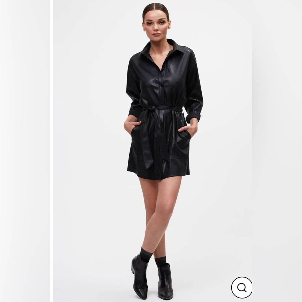 N:PHILANTHROPY RAY BLACK VEGAN LEATHER DRESS